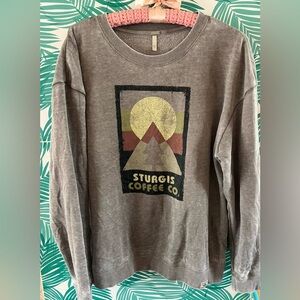 Techstyles Sturgis Coffee Co. graphic Pullover sweatshirt sz L gray